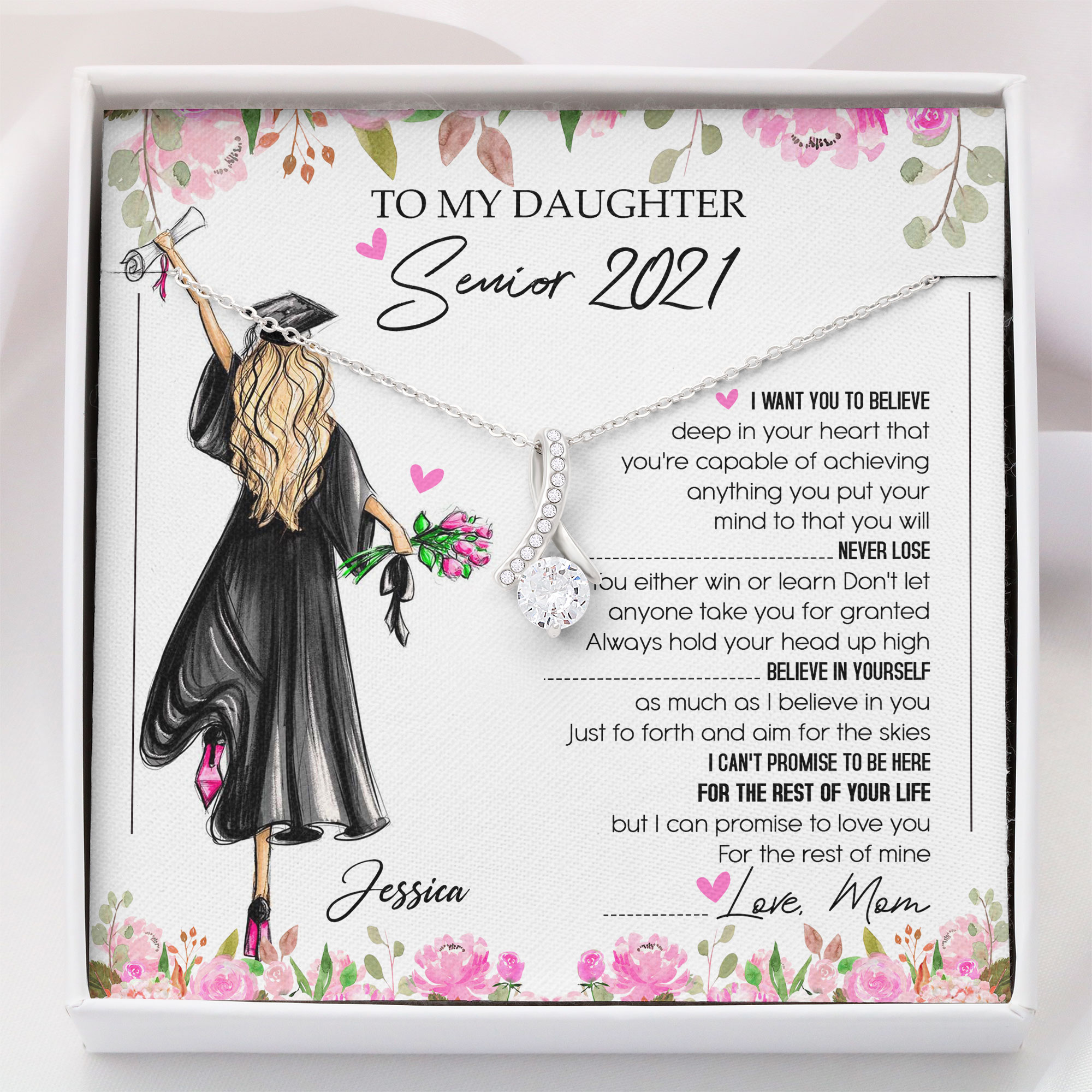 My Daughter Senior 2021 Necklace Graduation Necklace Gift for Daughter For Her Alluring Beauty BT895 Teezwonder